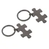 Keychains 2Pcs Stainless Steel Puzzle Piece Key-chains Couples Key-chain Set Lovers