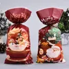 Décorations de Noël 50pcs Santa Candys Biscuit Sacs en plastique Décoration 2024 Cadeaux Noël Emballage Pochette Année Faveurs Fournitures de fête