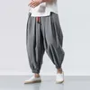 Men's Pants Men Loose Wide Leg Casual Solid Color Drawstring Jogger Baggy Cotton Linen Sweatpants Pantalones De Mujer