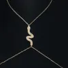 Altri set di gioielli Novelly strass lungo serpente corpo petto catena top gioielli per il corpo per le donne cristallo lucido catena vita collana staffa regalo YQ240204