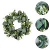 Flores decorativas anel de grama artificial eucalipto folha grinalda guirlanda porta pendurado simulação casamento layout plástico