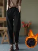 Winter Womens Cargo Pants With Fleece 2024 Cotton Baggy Slim Pencil Thick Warm Velvet Oversize Sports Trousers 4XL 240202