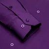 Hi-Tie Plain Solid Silk Men's Shirts Purple Long Sleeve Lapel Dress Suit Shirt Blouse Micro Elastic Comfortable Wedding Business 240129