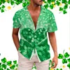 Herren Freizeithemden Herren S T Männlich St. Patricks's Day Kurzarmhemd Herbstdruck Hawaii Fitted Pack