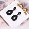 Pendientes cortos 2024 Z Negro En forma de gota Medio Hueco Rhinestone Fiesta de cumpleaños Regalo