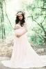 Dresses Women's Lace Pregnant Clothing Women Trailing Shortsleeved Onepiece Long Dress Photography Flying Sleeve Maternity Dress