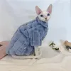 Winter Sphinx Devon Rex haarloze kattenkleding vilt dikker warme geruite jas polar fleece kleding kattenkleding voor katten sphynx 240130