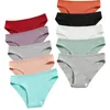 Kvinnors trosor 10st/set Cotton Briefs Damer Låg midja Sömlösa pantar Sport Underkläder Bikini Solid Color Underpants