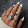 Cluster Rings IPARAM Gothic Silver Color Set For Women Men Vintage Halloween Cross Skeleton Snake Playing Cards Fashion Jewelry Gifts