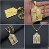 Collares pendientes Estilo Clásico Cristiano Chapado en Oro Jesús Cruz Medalla Collar Relius Oración Metal Amet Joyería Entrega de Gota Dhn28