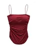 Women's Tanks Summer TVVOVVIN 2024 Sexy Red With Chest Cushion Folded Small Strap Tank Top For Slim Bottom RC9N