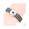 Charm Bracelets Wholesale- 5 Colors New Uni Mticolor Rhinestone Leather Bracelet Valentines Day Gift 18/20Mm Snap Button Jewelry Ze18 Dhybz