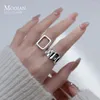 Cluster Rings Modian 925 Sterling Silver Fashion Hollow Out Square Stackable Adjustable Finger For Women Anniversary Fine Jewelry Gifts