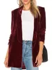 Frauen Casual Pleuche Blazer Erwachsene Vorne Offen Einfarbig Langarm Revers Anzug Jacke 240202