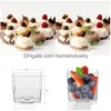 Dishes & Plates Plates 240Pcs/Lot Mini Plastic Dessert Cups 2 Oz Square Shooters For Chocolate Appetizers Samplers Parfait S Glasses D Dhxdl