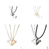 Pendant Necklaces Couple Necklaces Broken Heart Necklace 2 Pcs/Set Love Pendant Double Color Friends Family Lovers Jewelry Gift Drop D Dhn4X