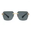 Zonnebril Mode Klassieke Randloze Cool Mannen Vintage Luxe Brand Design Metalen Zonnebril Vrouwen Shades UV400 Oculos De Sol