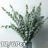 Decorative Flowers 12/6pcs Artificial Eucalyptus Leaves Fake Green Leaf Branches For Wedding Party Garden Table Decoration Home Decor Plants