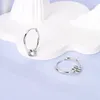 Kolczyki Dangle Rzeczywiste 925 Sterling Silver Open Close Bare Triple Pierścień dla damskich delikatnych akcesoriów biżuterii