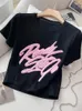 Calças femininas de duas peças moda sexy curto camiseta rosa perna larga terno mulheres 2024 verão letras de manga curta casual treino 2 conjuntos roupa