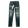 jeans män lila jeans kvinnor byxor lila ksubi jeans high street lila retro färg spot slim fötter mikro elastiska jeans hip-hop blixtlås hål