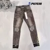 Jeans morados Jeans ajustados Biker rasgados Pantalones pitillo rectos delgados para hombre Pantalones de mezclilla pitillo