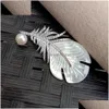 Broches, broches Broches Broches Y.Ying Naturel Blanc Coquillage Mop Sculpté En Cuir Forme CZ Pave Perle Broche Q231107 Drop Livraison Jewel Dhmk0