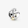 100% 925 Sterling Zilver Tweekleurig Hart en Slot Charm Fit Originele Europese Charms Armband Mode Bruiloft Sieraden Accessoires334R