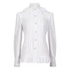 Kvinnors blusar Sishion 2024 Victorian Vintage Goth Button Up Shirt Women VD4323 Long Sleeve Shirts Retro Tops White Blue