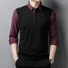 Polos masculinos roupas masculinas apertado formal vermelho topos emendados t polo camisas para homens listra magro ajuste negócios de alta qualidade harajuku moda emo