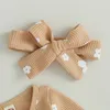 Citgeett Autumn Infant Baby Girl Footed Jumpsuit Cartoon Floral Print Long Sleeve Zipper Romper Bow Headband Clothes 240119