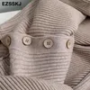女性用セーター秋の冬の厚いセーター2024ルーズウォーム特大プルオーバーボタンタートルネック長袖