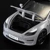 1 24 Model 3 Model Y Alloy Car Model Diecast Metal Toy Vehicles Car Model Simulation Sound and Light Collection Kids Gifts 240129