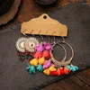 Boucles d'oreilles pendantes style Boho ethnique multicolore pour femmes, ensemble de gouttes, breloque Vintage, fleur géométrique, accessoires de bijoux longs