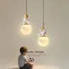 Lampade a sospensione 2024 Lampada da soffitto Torcia Nordic Led Astronauta Lampadario Lampada a sospensione per la decorazione della camera dei bambini 3 colori caldo freddo