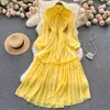 Casual Dresses Light Mature Style Women's Temperament Super Fairy Yellow Chiffon Dress With Thin Waist Seaside Holiday And Long