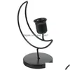 Candle Holders Hollow Moon Holder Metal Desktop Stand Ornament Drop Delivery Home Garden Dhdwl