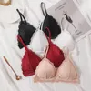 Soutien-gorge en dentelle à section fine, couleur unie, broderie creuse, haut tubulaire triangulaire, doux, sans couture, sous-vêtements pour femmes, dos bas transparent