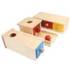 Montessori Sensory Toys Imbucare Box z monety drewniane pionowe tarczowe tarcz