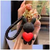 Keychains & Lanyards Keychains Lanyards Fashion Style Ins Trend Keychain Knitted Heart Rabbit Pendant Car Bag Decoration Jewelry Acce Dhpb1