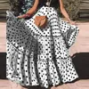 스커트 Vonda 여름 파티 Long Maxi Women Polka Dots 인쇄 2024 패션 보헤미안 하이 허리 캐주얼 주름 스커트