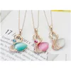 Pendant Necklaces Necklaces Fashion Women Opal Pendants Necklace Sweater Chain Jewelry Xmas Gift Elegant Bird Drop Delivery Jewelry Ne Dhous