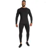 Ensembles de course hommes Football mâle Fitness Compression basket-ball exercice ski sport fond Long haut t-shirt Legging pantalon 8589