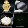 OLEVS Herrklockor Top Brand Luxury Original Waterproof Quartz Watch for Man Gold Skeleton Style 24 Hour Day Night 240122