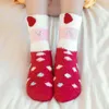 Women Socks Coral Velvet Christmas Ball Gift Box Thicked Cartoon Mönster Soft Comfort Sleep Men Winter Classic Stocking