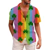 Mannen Casual Shirts Knop Romper Mannelijke St. Patricks Dag Korte Mouw Herfst 3D Afdrukken Hawaii Mannen Actieve Slijtage tops