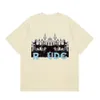 Mode casual paars klassiek Rhodes Casino HD Castle Print Los dubbel katoenen T-shirt, heren en dames,