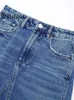 Jupes Willshela Femmes Mode Denim Bleu Front Zipper Midi Jupe Vintage Taille Haute Femme Chic Lady Longue