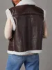 Gilet da donna Gilet da donna Outwear Gilet patchwork in pelle PU con colletto rovesciato e gilet con cerniera