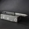 Heretik II AUTO Tactical Knife Damascus Tanto Point Blade CNC Aviation Aluminum Handle Outdoor Camping Hiking EDC Pocket Knives with Nylon Bag